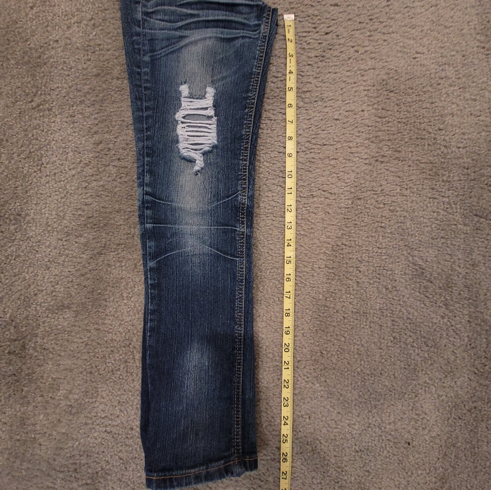 Almost Famous Blue Skinny Jeans with Vintage Distressing - Picture 8 of 9